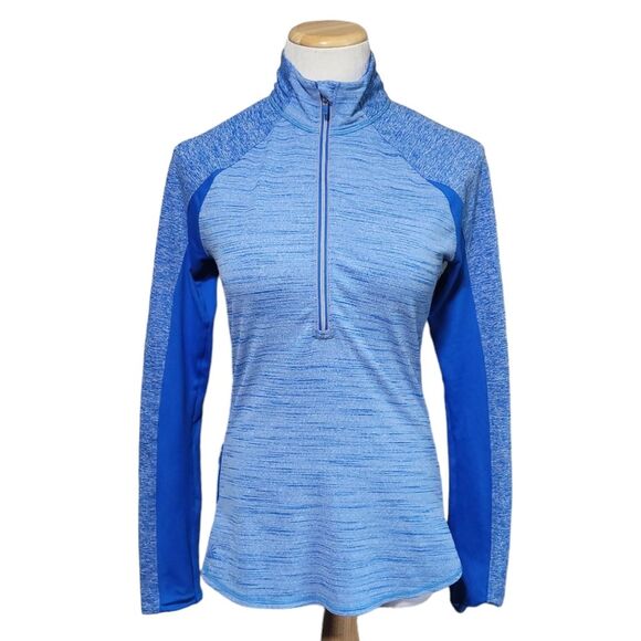 Athleta Running Wild Half Zip Macaw Blue Heather Womens Small - Picture 1 of 13